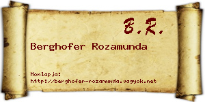 Berghofer Rozamunda névjegykártya